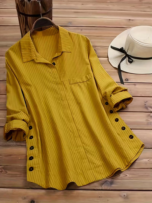 AURORAโข | SOLID SIDE BUTTON BLOUSE
