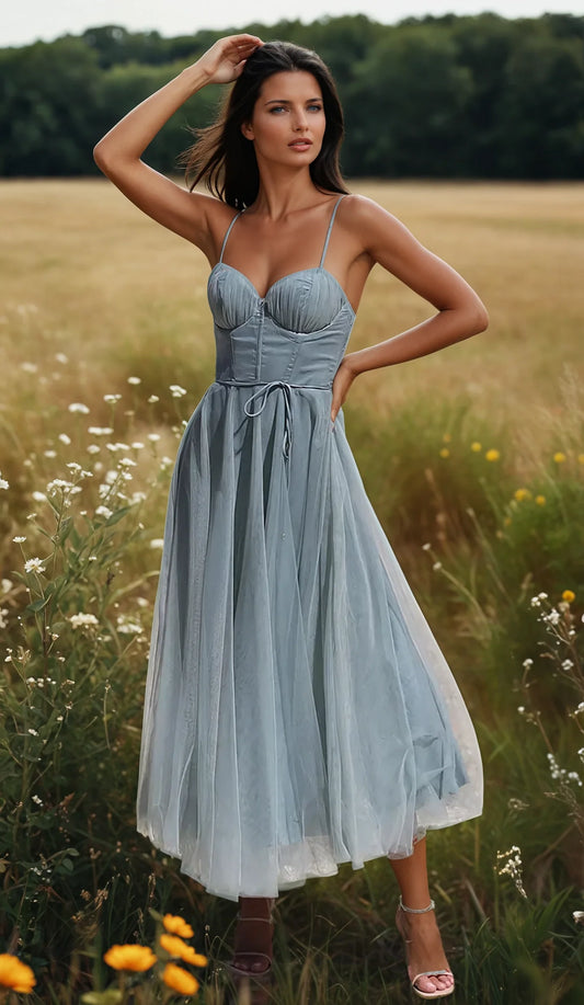 รTOILEโข โ STRAPLESS CHIFFON PRINCESS EVENING DRESS