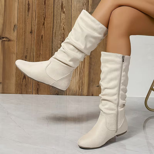 RUBY AUTUMN BOOTS - Mid-Calf & Side Zipper