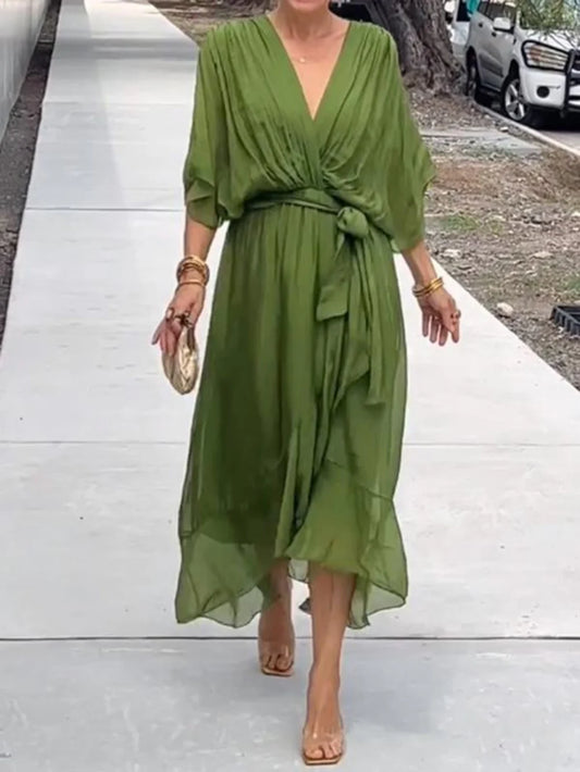 TAYLORIAโข โ STYLISH & ELEGANT V-NECK CHIFFON DRESS