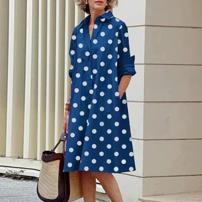 LYVรAโข โ WOMENโS SOLID COLOR BUTTON-DOWN SHIRT DRESS