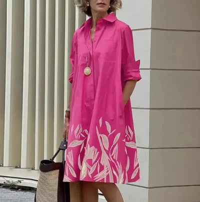 LYVรAโข โ WOMENโS SOLID COLOR BUTTON-DOWN SHIRT DRESS