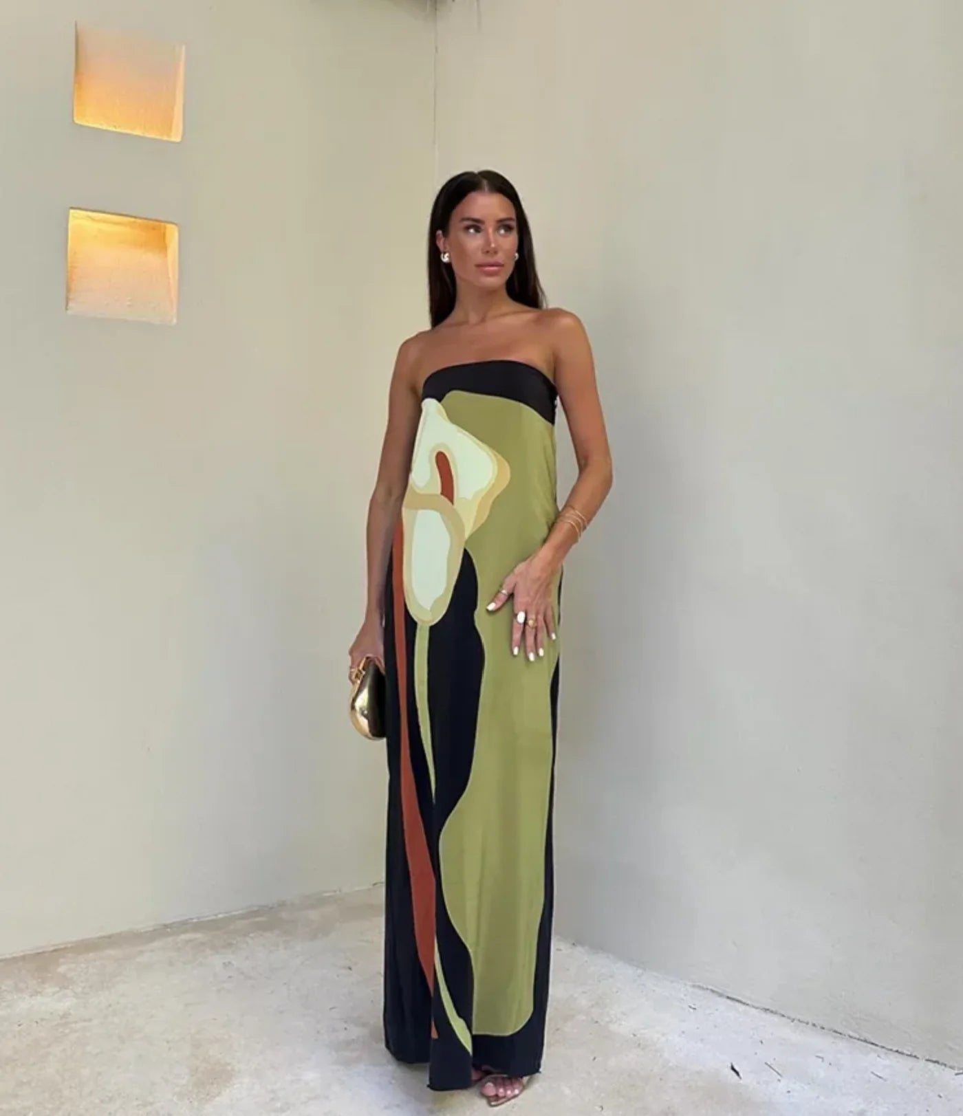 PALAYAH™ – PRINTED DRESS WITH SWEETHEART NECKLINE