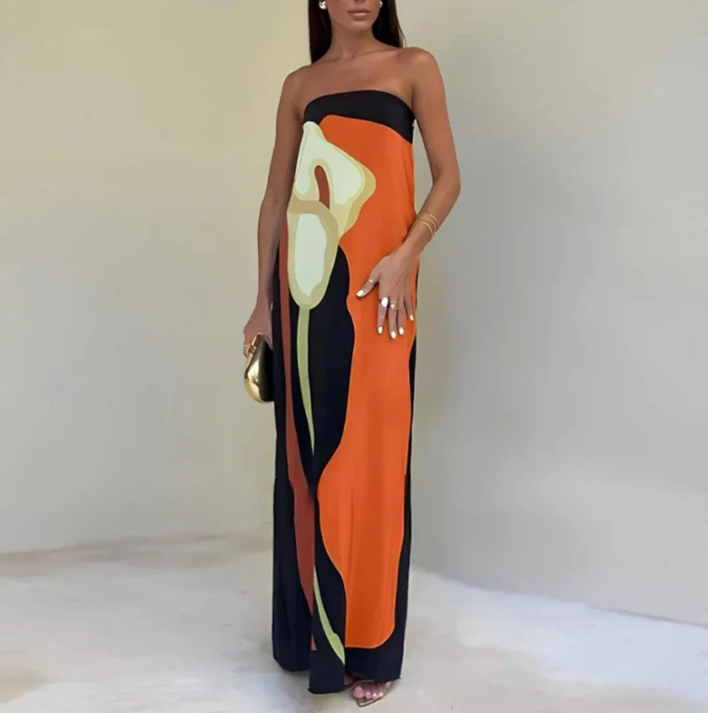 PALAYAH™ – PRINTED DRESS WITH SWEETHEART NECKLINE