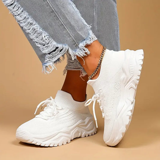 KATHERINEโข WOMEN'S WHITE FASHION WEAVING SHOES