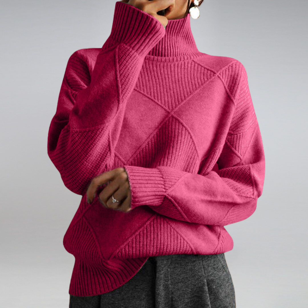 CINDARA™ – LUXE COTTON TURTLENECK SWEATER