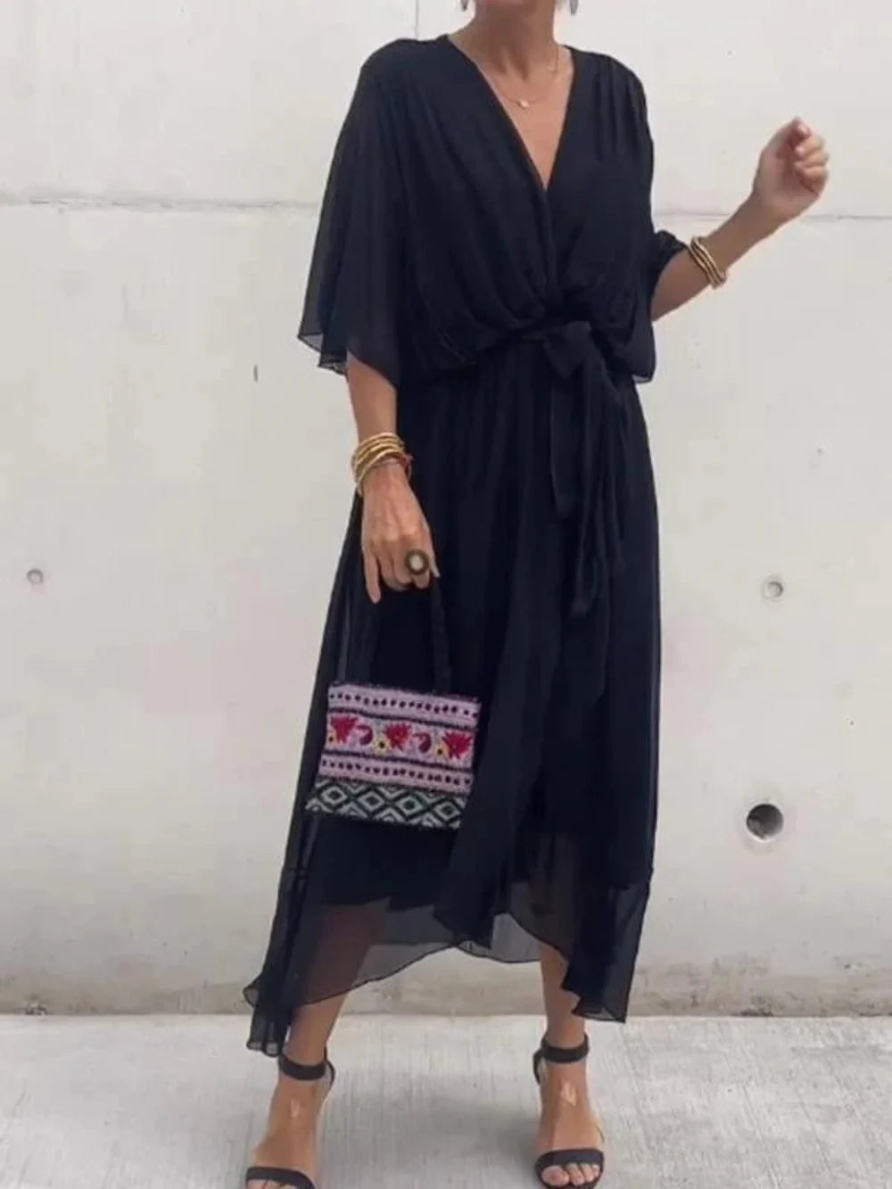 TAYLORIA™ – STYLISH & ELEGANT V-NECK CHIFFON DRESS