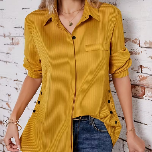 AURORAโข | SOLID SIDE BUTTON BLOUSE