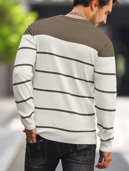 NAUTICRAFTโข โ MENโS STRIPED KNIT PULLOVER SWEATER