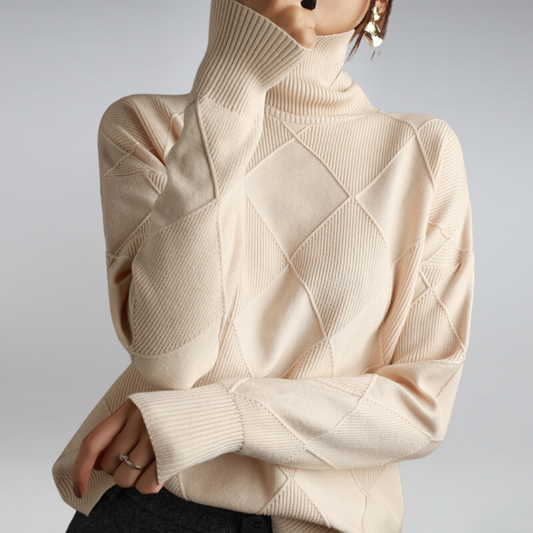CINDARA™ – LUXE COTTON TURTLENECK SWEATER