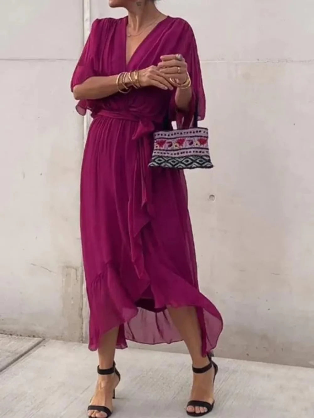 TAYLORIA™ – STYLISH & ELEGANT V-NECK CHIFFON DRESS
