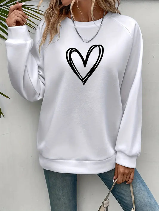 ADDISONโข FLEECE-LINED HEART PRINT SWEATSHIRT