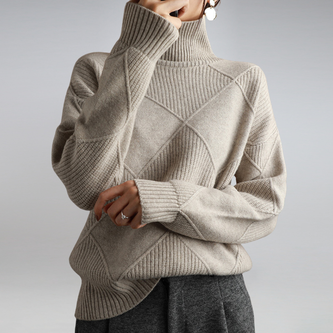 CINDARA™ – LUXE COTTON TURTLENECK SWEATER