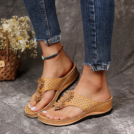 ANGELโข WOMEN'S FLOWER FLIP FLOPS ORTHO SANDALS