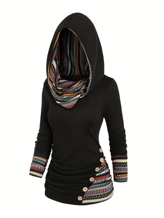 AVRAโข FASHION STRIPED KNIT HOODED SWEATSHIRT