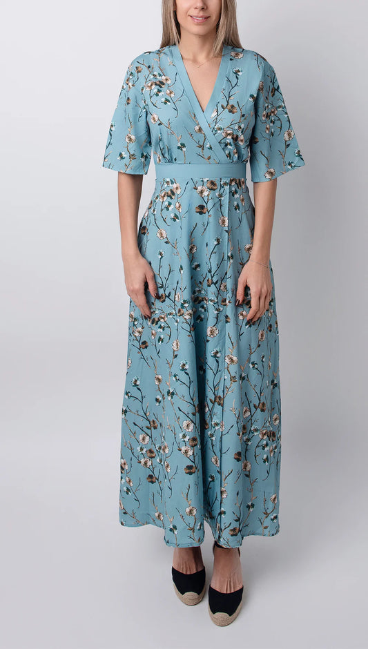 BLOSSOMรโข โ FLORAL PRINT HALF-SLEEVE DRESS