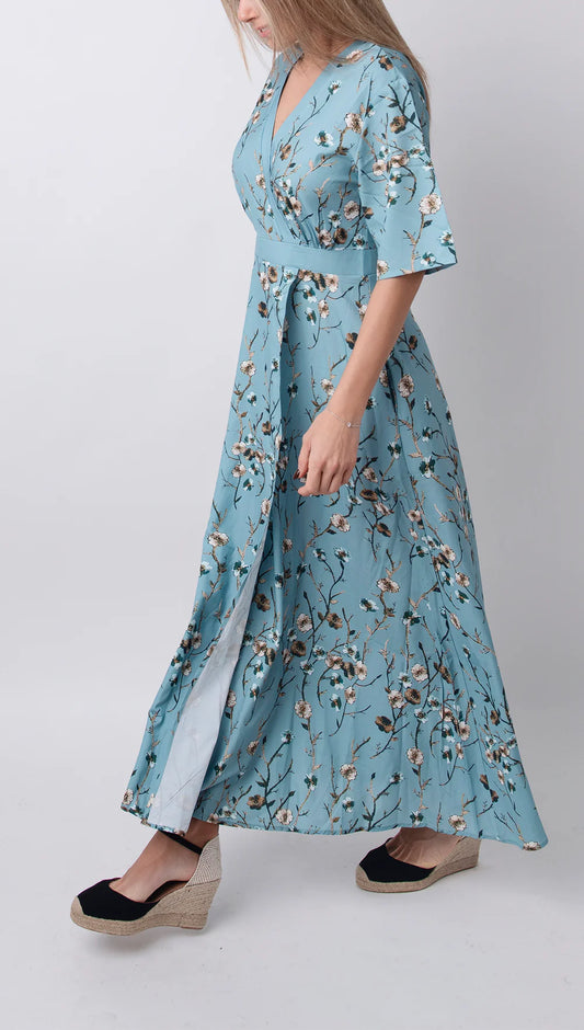 BLOSSOMรโข โ FLORAL PRINT HALF-SLEEVE DRESS