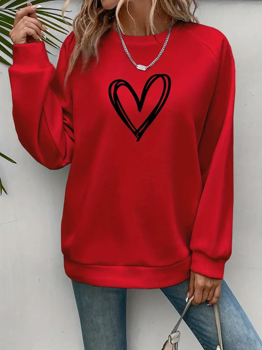ADDISONโข FLEECE-LINED HEART PRINT SWEATSHIRT