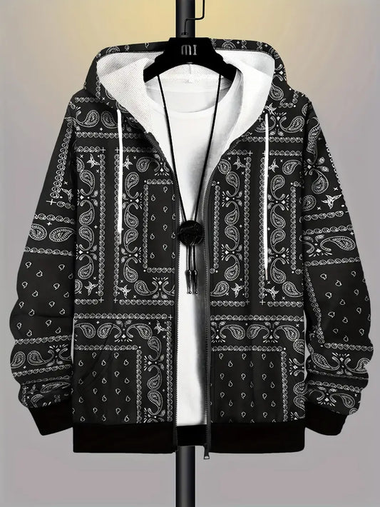 SEBASTIANโข PLUS SIZE MEN'S PRINTED CASUAL HOODIE