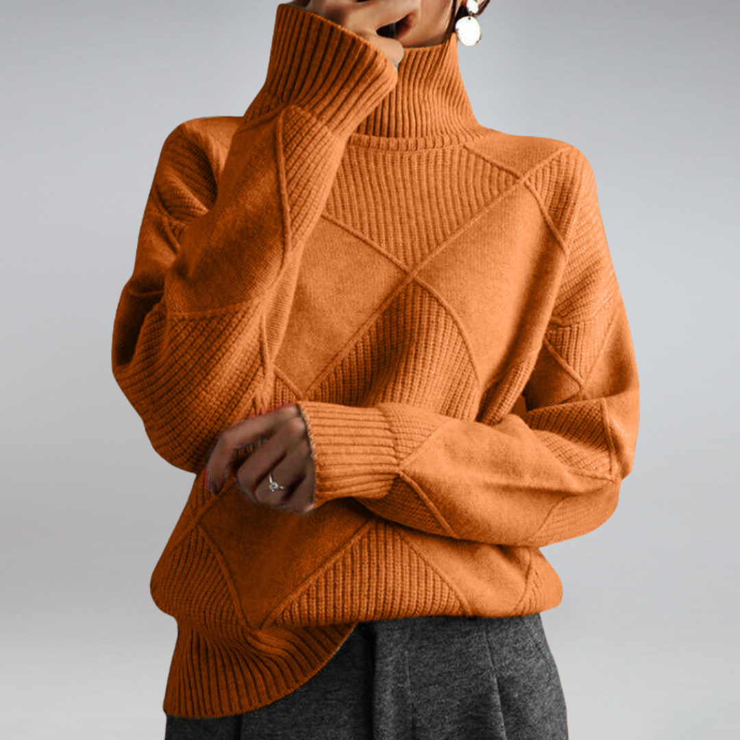 CINDARA™ – LUXE COTTON TURTLENECK SWEATER