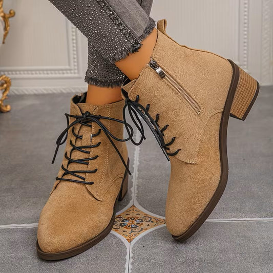 VASHTI™ WOMEN'S POINTED TOE CHUNKY HEELS ANKLE BOOTS