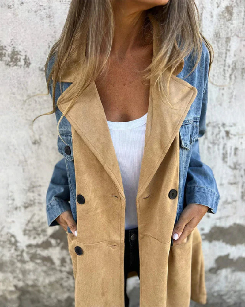 KENZIE™ – DENIM & SUEDE COAT