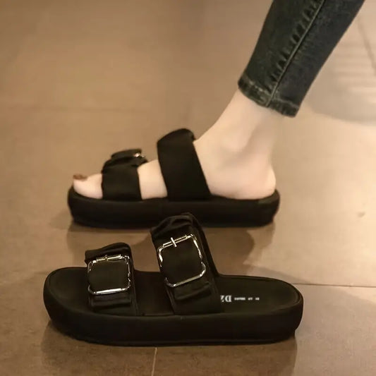 YANDERRAโข WOMEN'S DOUBLE BUCKLE STRAP SANDALS