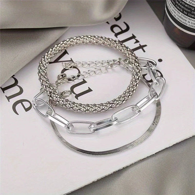 SERPENT GLAM™ — 3-PIECE GOLDEN VINTAGE SNAKE BONE BRACELET SET