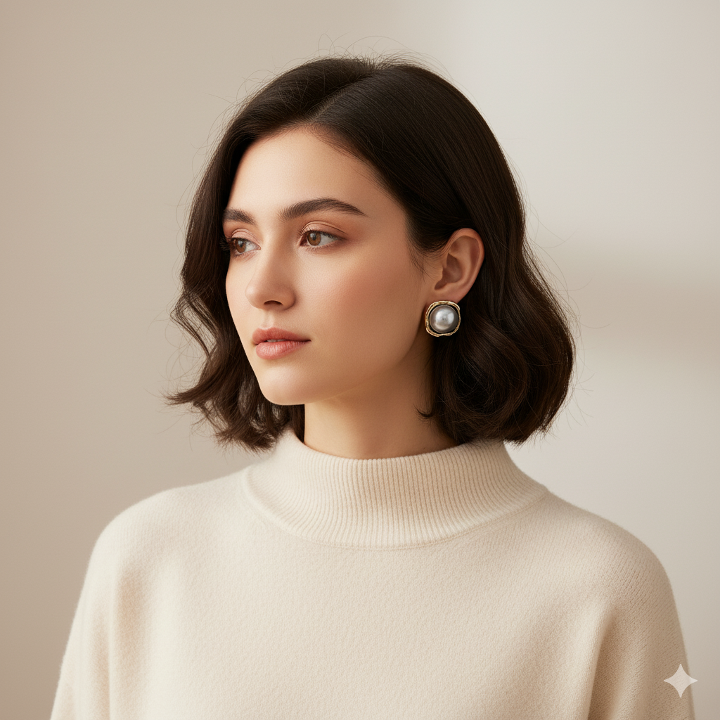 MIDNIGHT LUSTRE PEARL EARRINGS