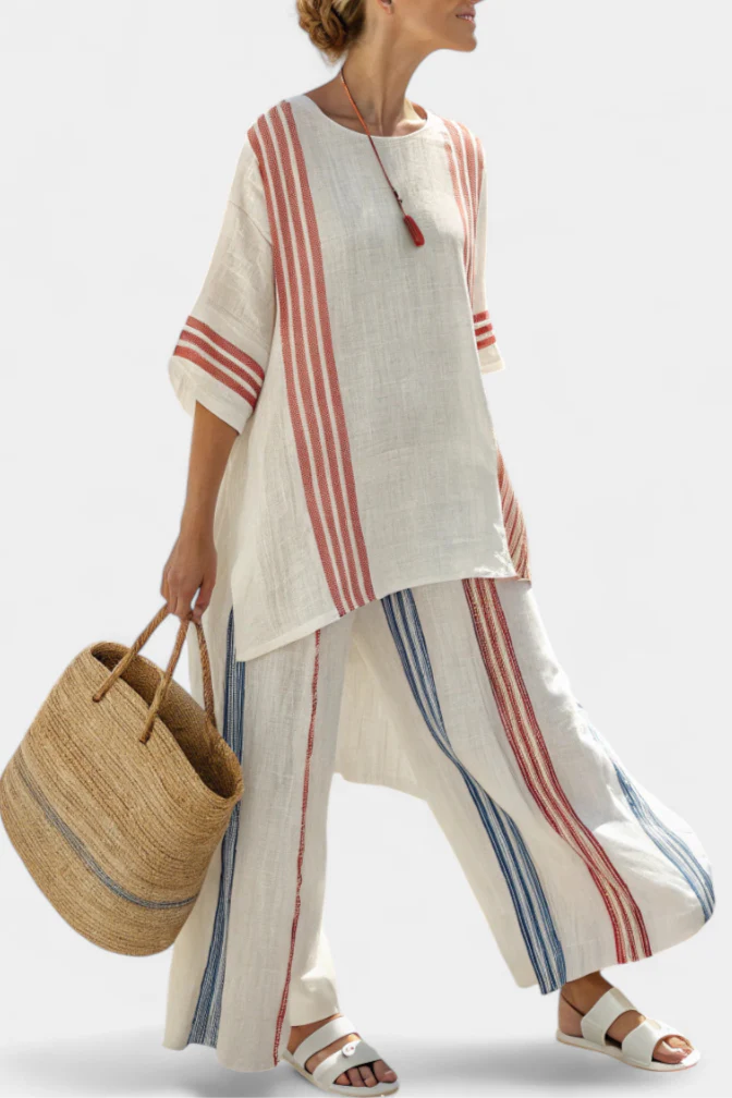 SOLVANE™ MULTICOLOR STRIPED TOP & MEDITERRANEAN PANTS