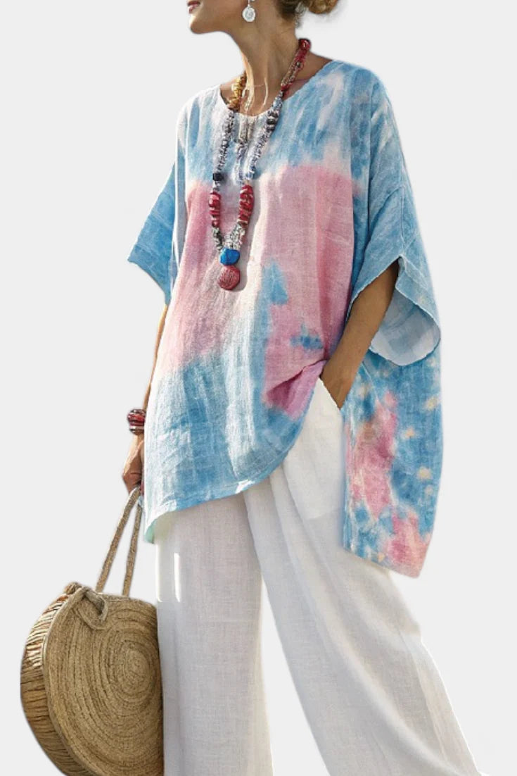 VANTRELâ„¢ COMFORTABLE LINEN TOP & STRIPED BAMBOO PANTS