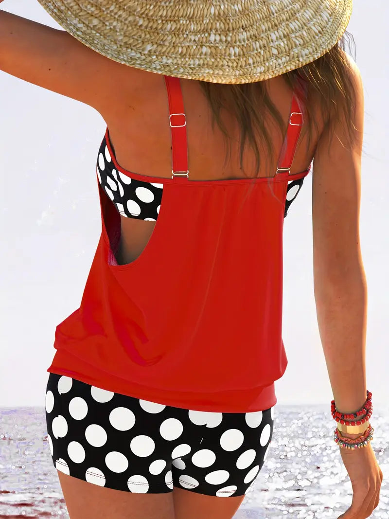 WOMEN'S POLKA DOT TANKINI SWIMWEAR SET