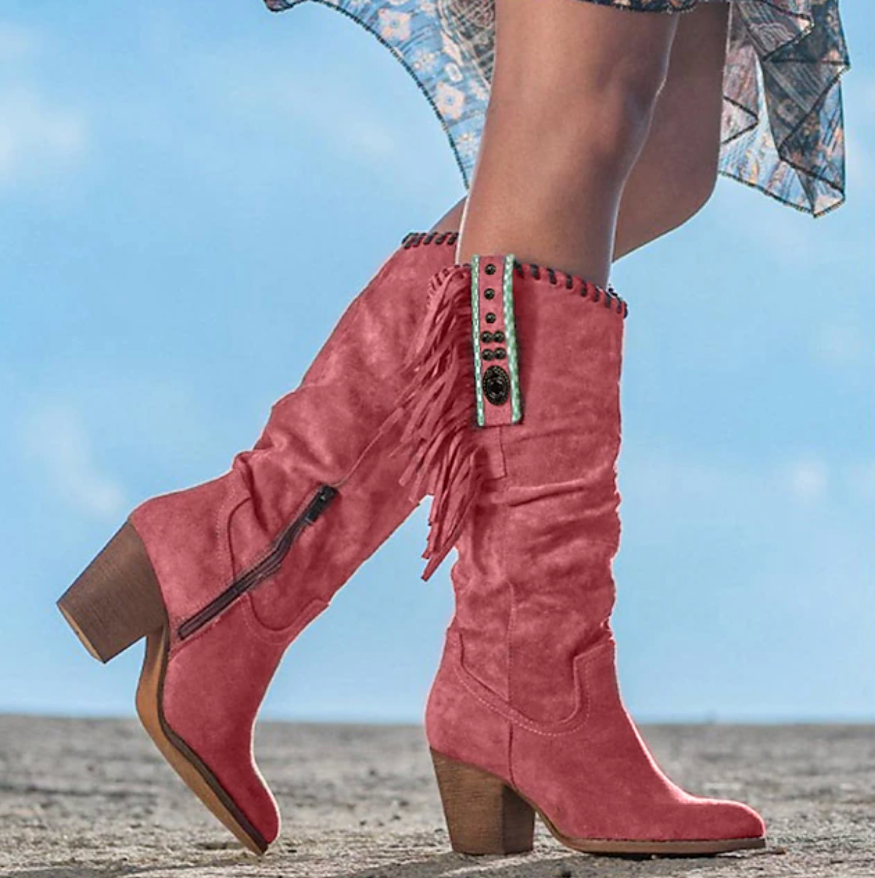 DAKOTA™ WOMEN'S FRINGE SUEDE WESTERN COWBOY BOOTS