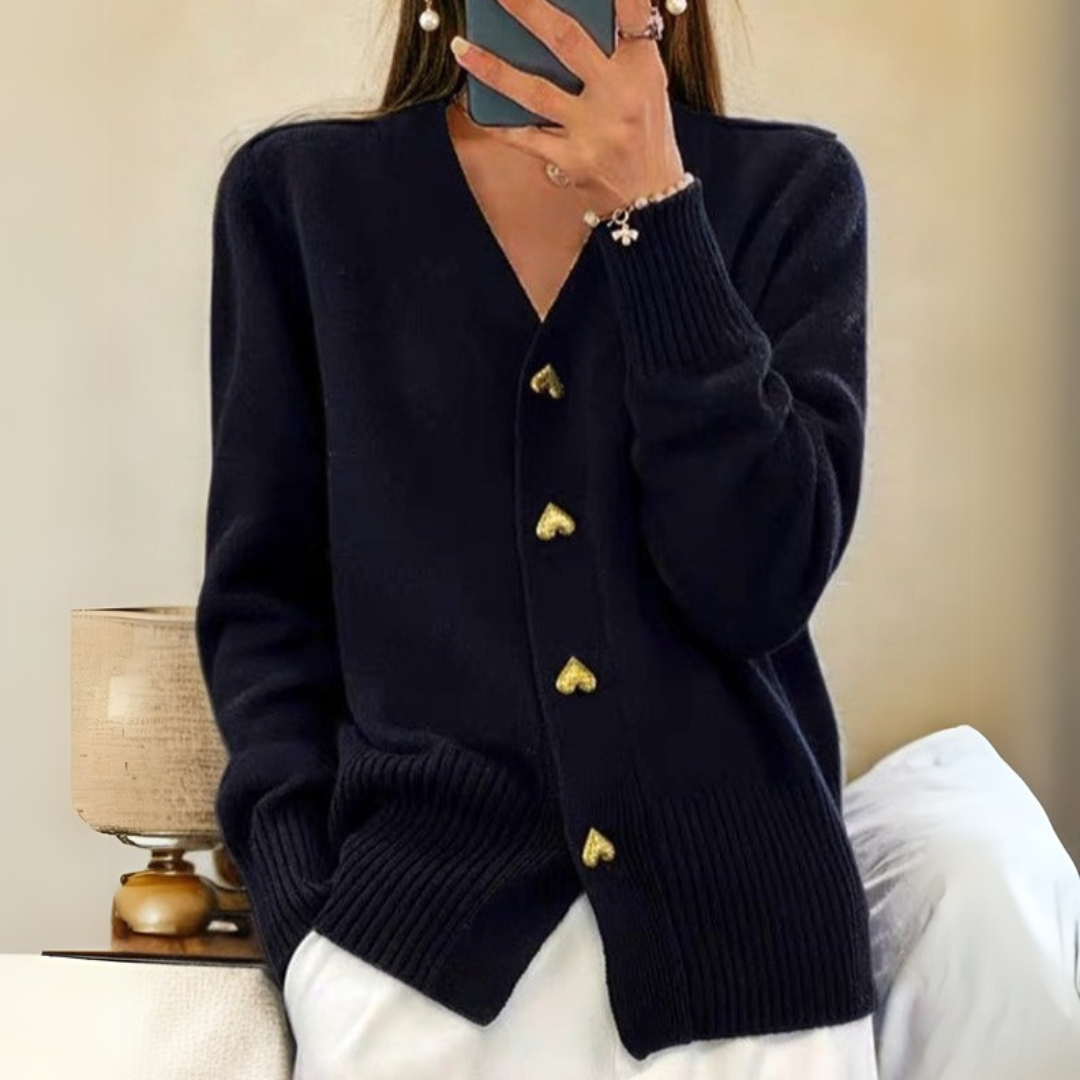 LEONA™ | HEART-BUTTON CARDIGAN