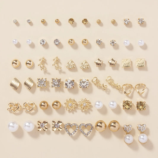 LUXCHARM LOVE™ — 30-PAIR HEART-SHAPED GEM LETTER EARRING SET