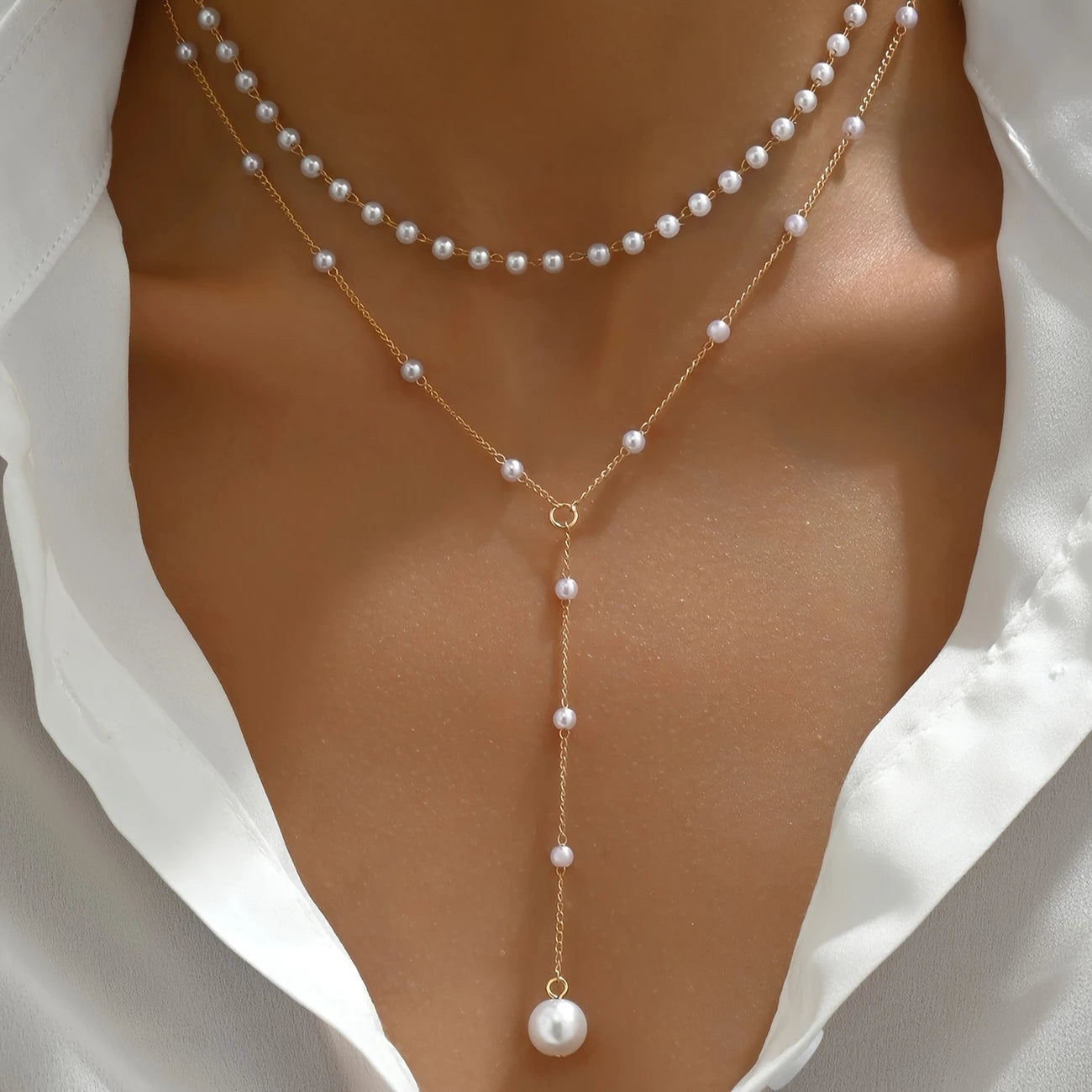 PEARLÉA LUXE™ — 1PC VINTAGE DOUBLE-LAYER TASSEL NECKLACE