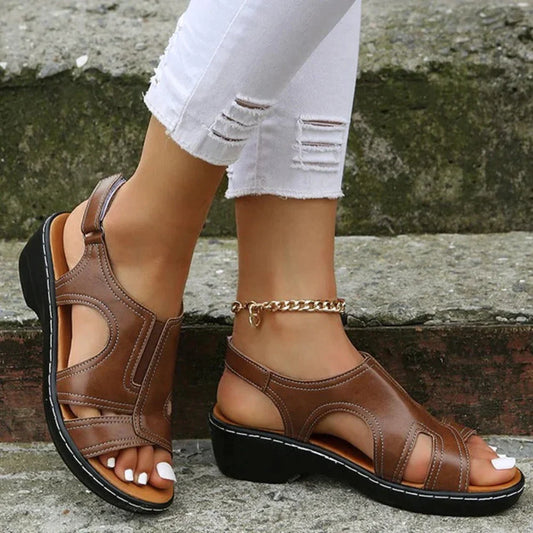 PREMIUMโข ORTHOPEDIC LEATHER WEDGE SANDALS