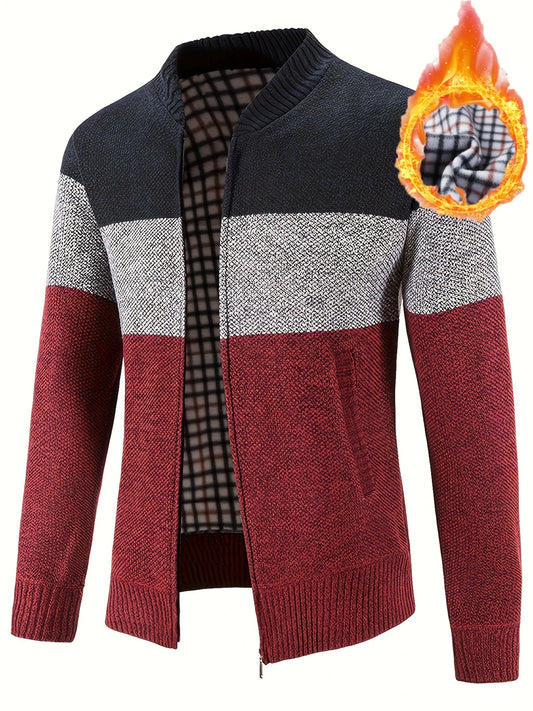 STONEVAULT EDGE™ — MEN’S HIGH NECK COLOR BLOCK FLEECE-KNIT SWEATER