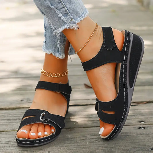 YALGOOโข WOMEN'S SOLID COLOR COMFORT SANDALS