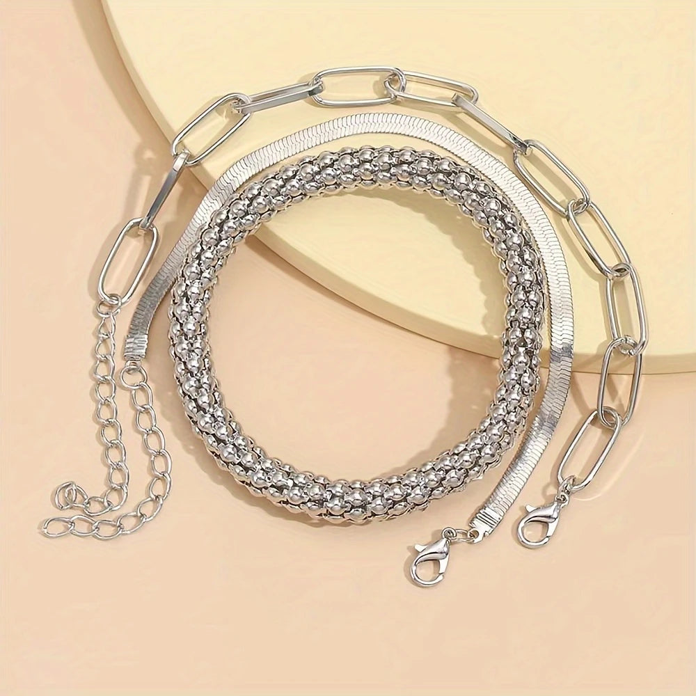 SERPENT GLAM™ — 3-PIECE GOLDEN VINTAGE SNAKE BONE BRACELET SET