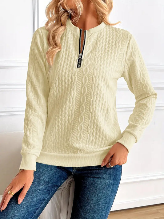 ADRIANEโข CHIC HALF-ZIP PULLOVER SWEATSHIRT