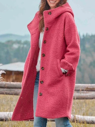 NOIRE™ – LONG WOOL COAT WITH BUTTONS FOR WOMEN