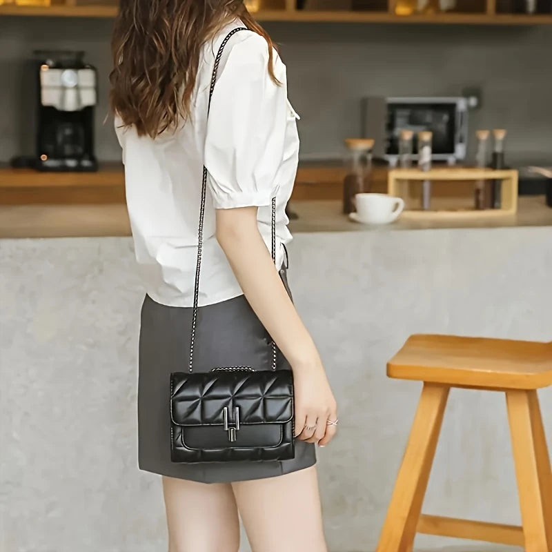 NOIR TARTANE™ — ELEGANT BLACK MINI TARTAN CROSSBODY BAG