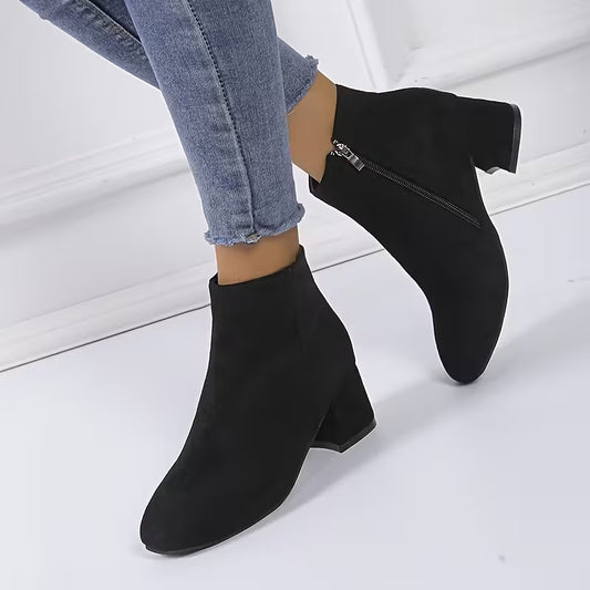 NOAS™ WOMEN'S BLOCK HEEL SIDE ZIPPER ANKLE BOOTS
