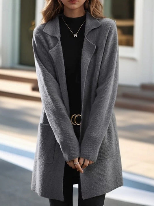 Women's Knit Shirt Collar Cardigan Jacket
