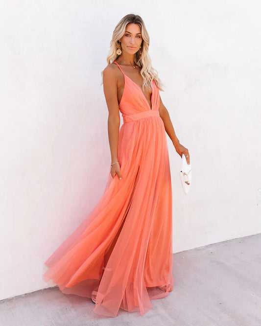 AURELIAโข โ MAXI DRESS PETAL DUST FLOWING FLORAL ELEGANCE