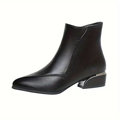 ALORAS™ WOMEN'S CHUNKY LOW HEEL POINTED TOE ANKLE BOOTS
