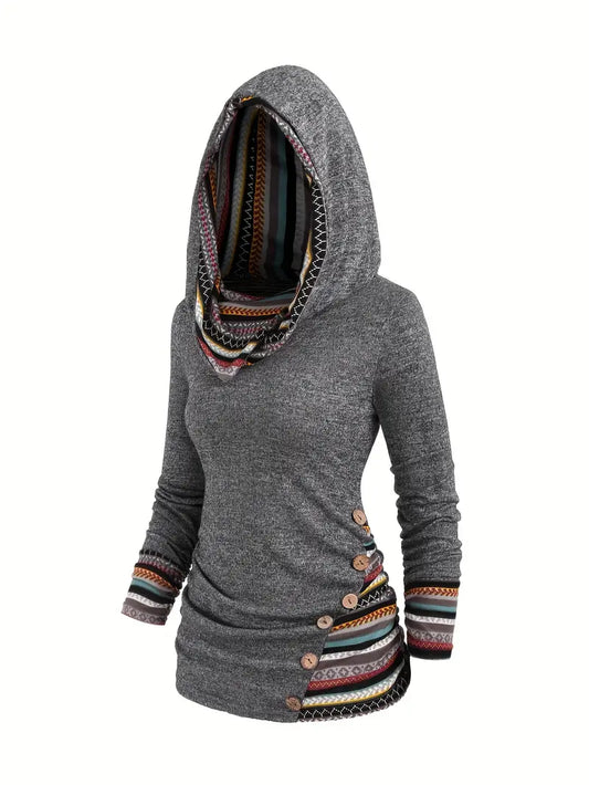 AVRA™ FASHION STRIPED KNIT HOODED SWEATSHIRT