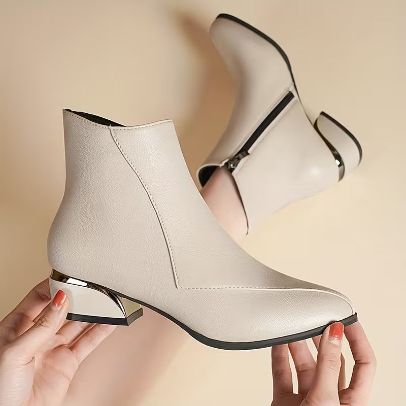 ALORAS™ WOMEN'S CHUNKY LOW HEEL POINTED TOE ANKLE BOOTS