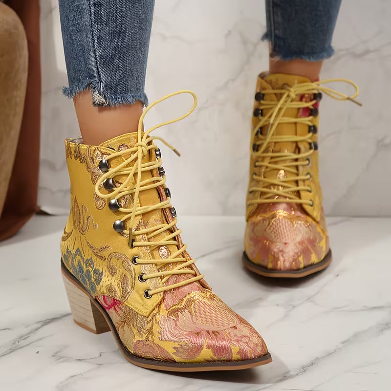 MERINDA™ WOMEN'S EMBROIDERED FLORAL THICK BOOTS